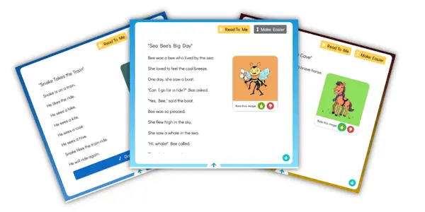 Screenshot of three different Decodable Choice Texts