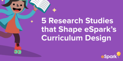 An illustrated eSpark character standing next to the title of the blog on a purple background.