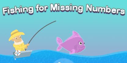 Screenshot of the title screen from Fishing for Numbers, one of eSpark's 1st grade math games.