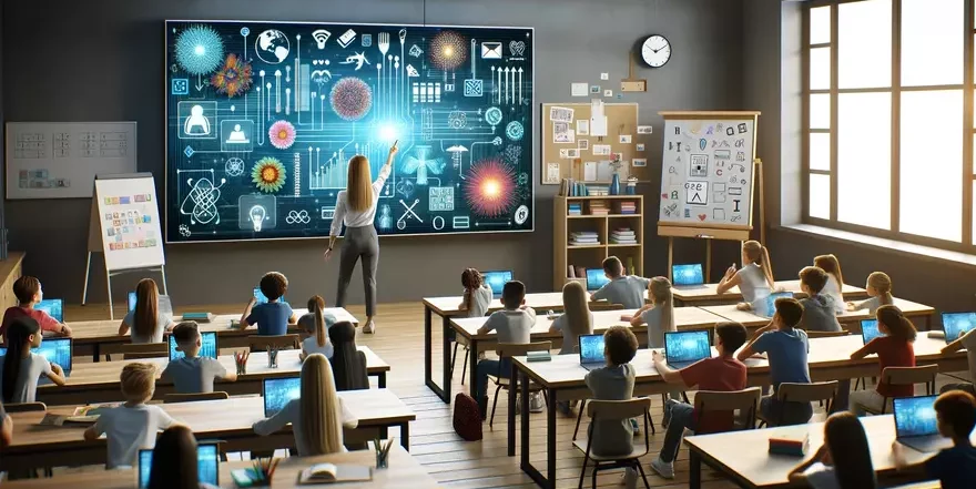 Teacher using a smartboard